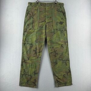 Vintage 70s ERDL Camo Baker Pants Mens Fits 37x32 SafTBak Sateen Vietnam ADVISOR